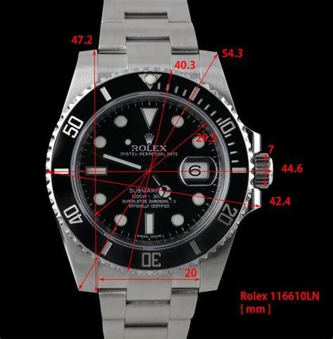 rolex submariner case measurements